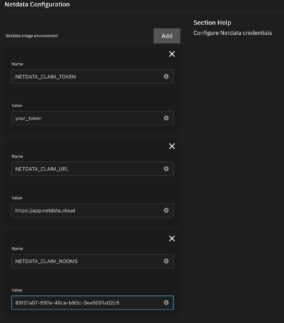 The configuration parameters